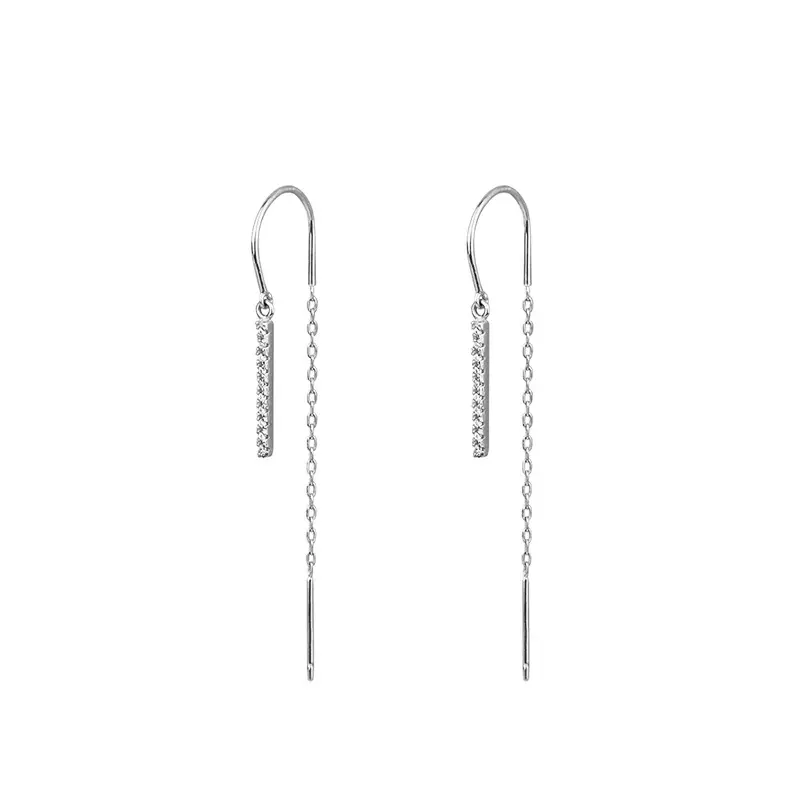 Silver Chain Earrings for Women, U-Shaped Design, Lightweight, Daily Wear - Image 5
