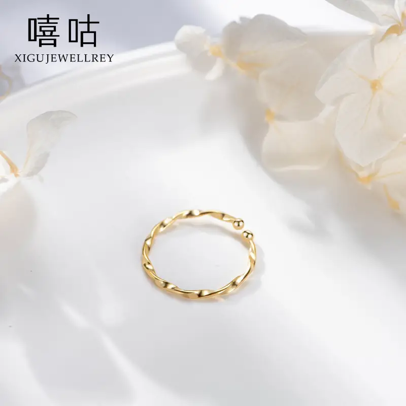 Xi Gu J0066 S925 Silver Water Ripple Ring Adjustable - Image 6