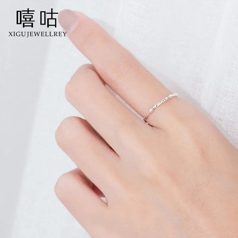Xi Gu J0066 S925 Silver Water Ripple Ring Adjustable - Image 7
