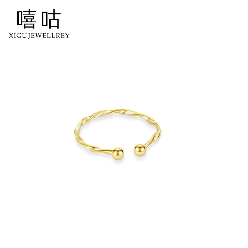 Xi Gu J0066 S925 Silver Water Ripple Ring Adjustable - Image 2