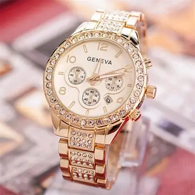 Geneva Diamond Tuhao Gold Steel Belt Watch for Men