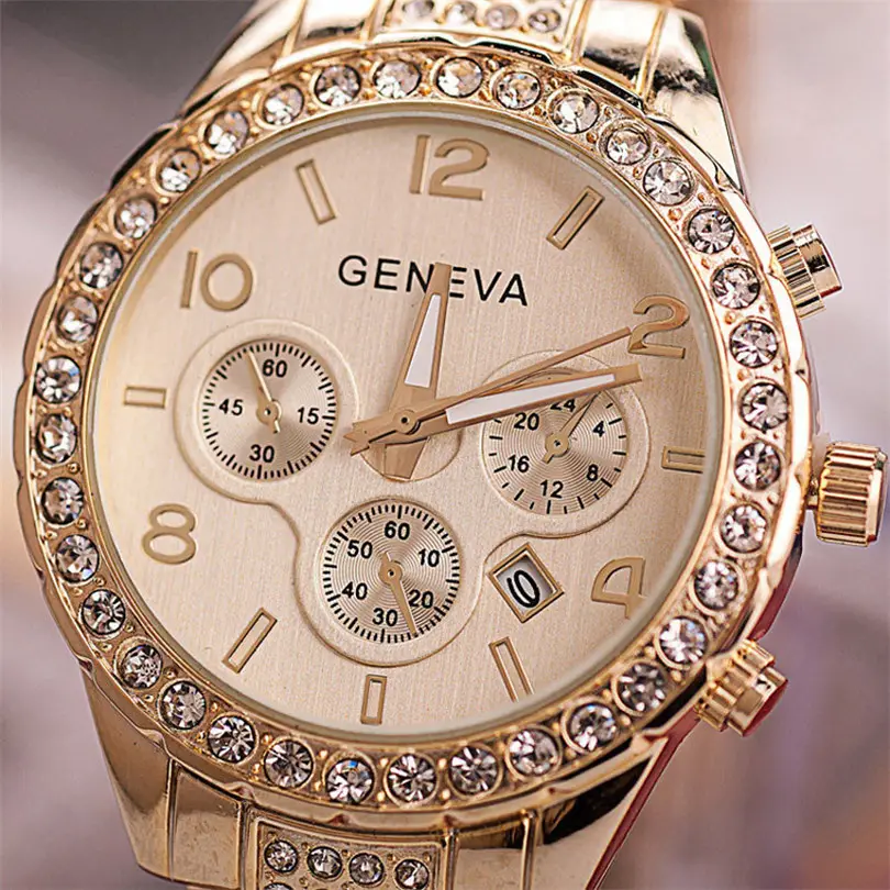 Geneva Diamond Tuhao Gold Steel Belt Watch for Men — feature 3