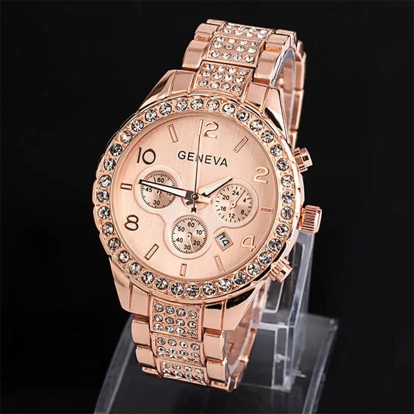 Geneva Diamond Tuhao Gold Steel Belt Watch for Men — feature 5