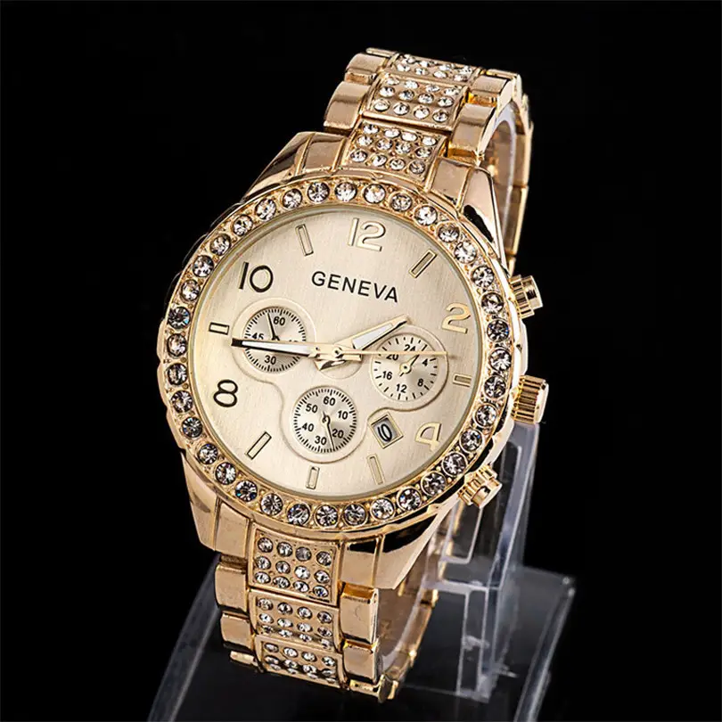 Geneva Diamond Tuhao Gold Steel Belt Watch for Men — feature 7