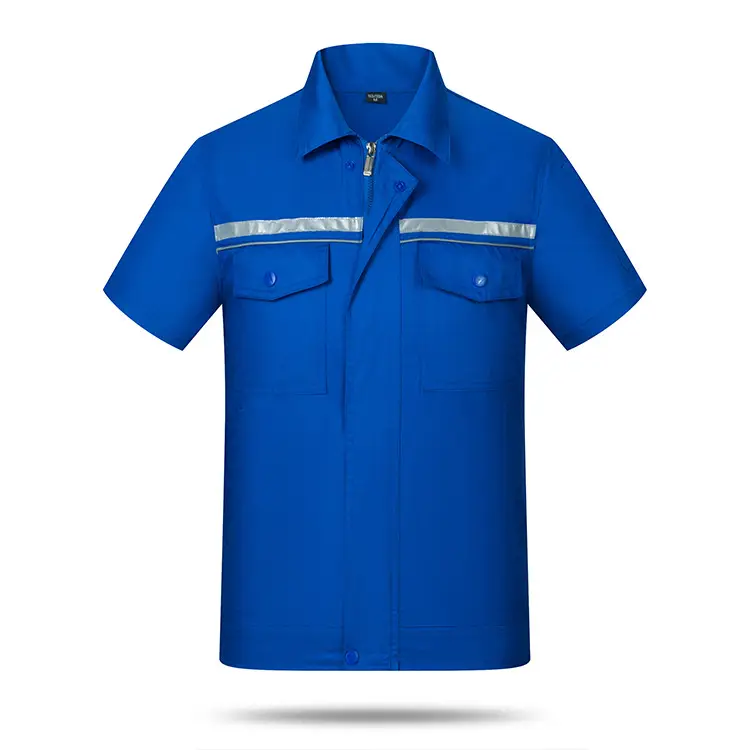 Blue Double Reflective Work Shirt for Auto Repair Workshop - Image 4