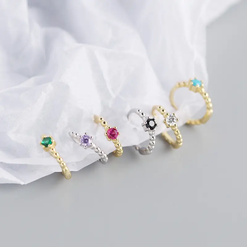 Sterling Silver Cross Beads Earrings with Diamonds - Image 15