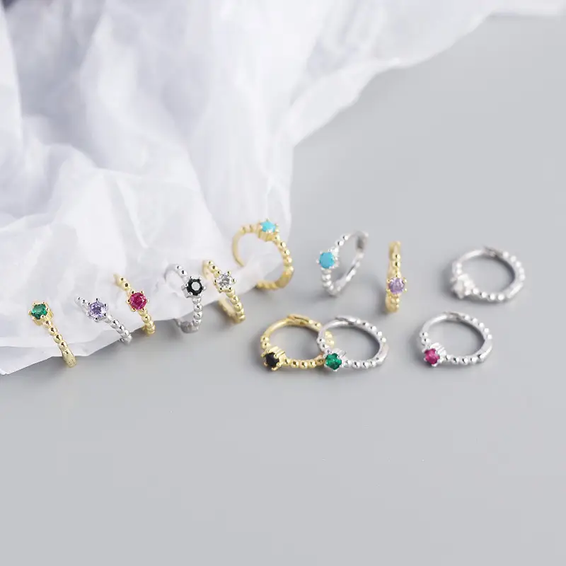 Sterling Silver Cross Beads Earrings with Diamonds - Image 16