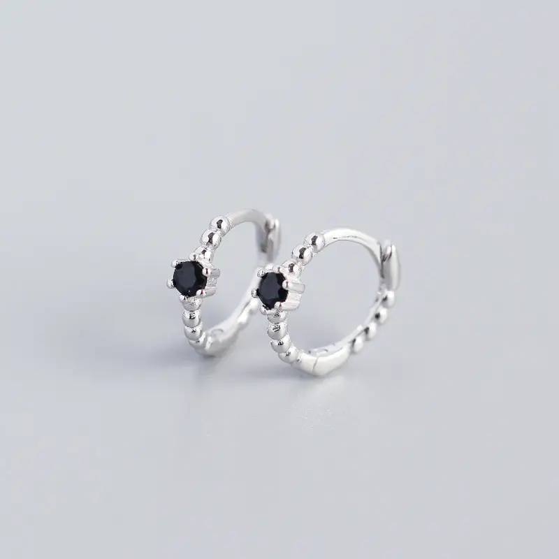 Sterling Silver Cross Beads Earrings with Diamonds - Image 11