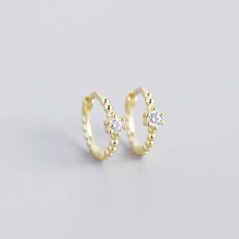 Sterling Silver Cross Beads Earrings with Diamonds - Image 2