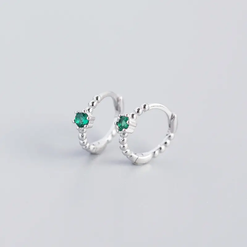 Sterling Silver Cross Beads Earrings with Diamonds - Image 3