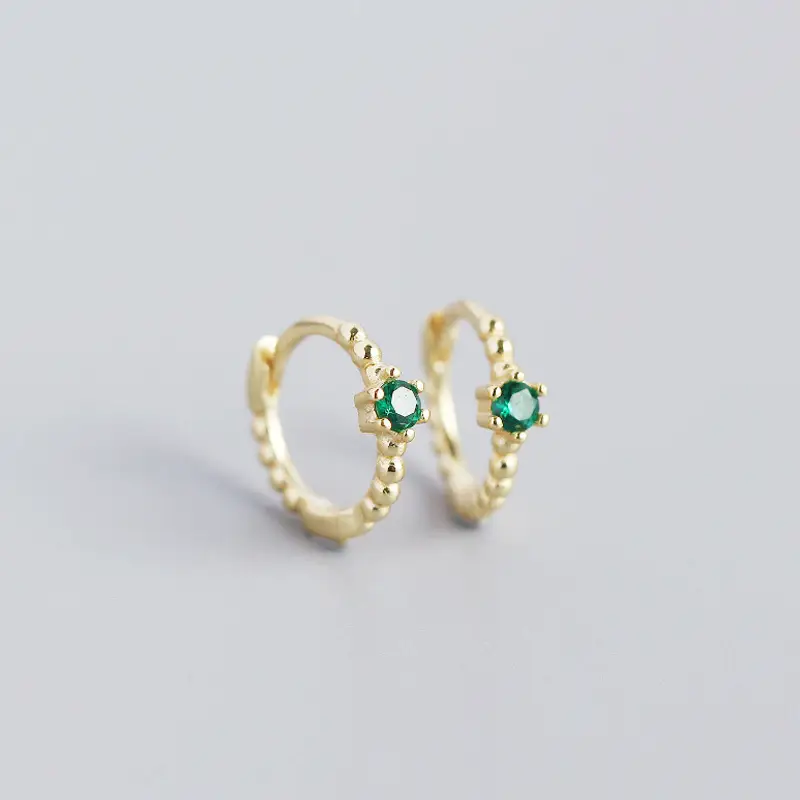 Sterling Silver Cross Beads Earrings with Diamonds - Image 4