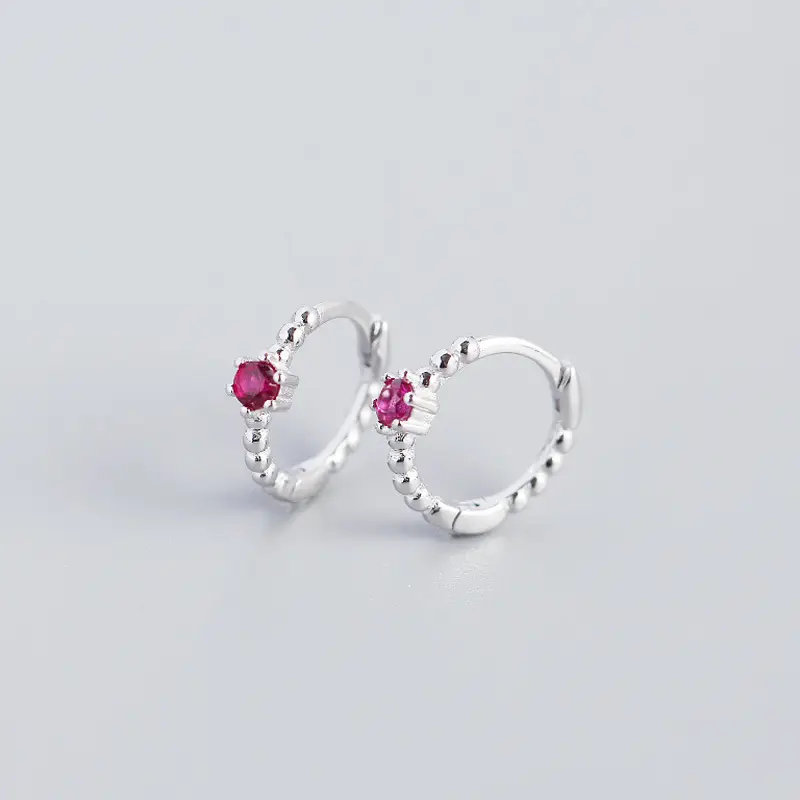 Sterling Silver Cross Beads Earrings with Diamonds - Image 5