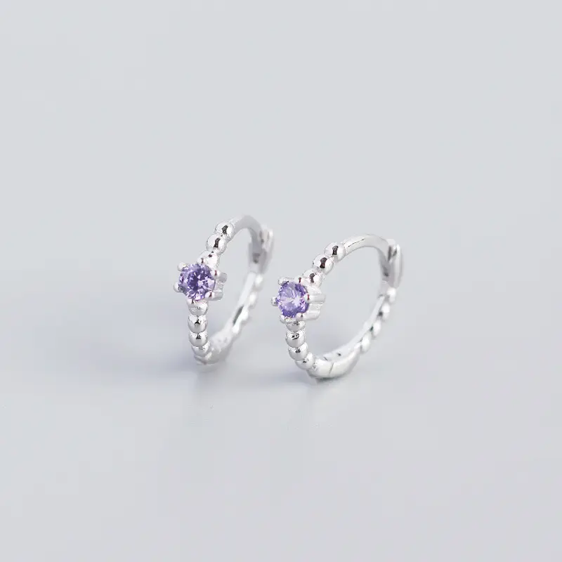Sterling Silver Cross Beads Earrings with Diamonds - Image 7