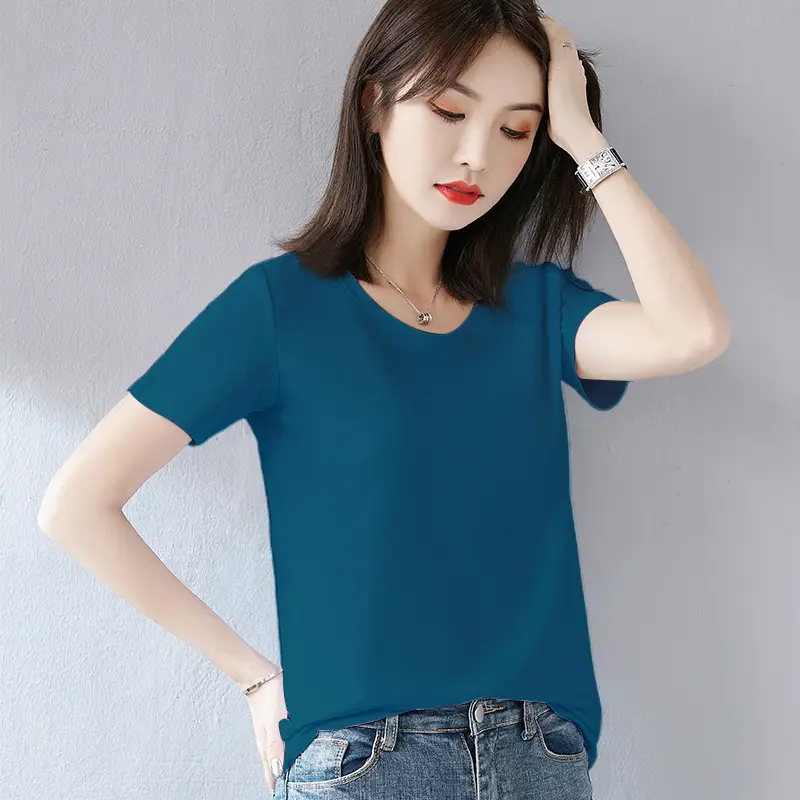 Women White Short Sleeve T-Shirt Large Size Loose Fit