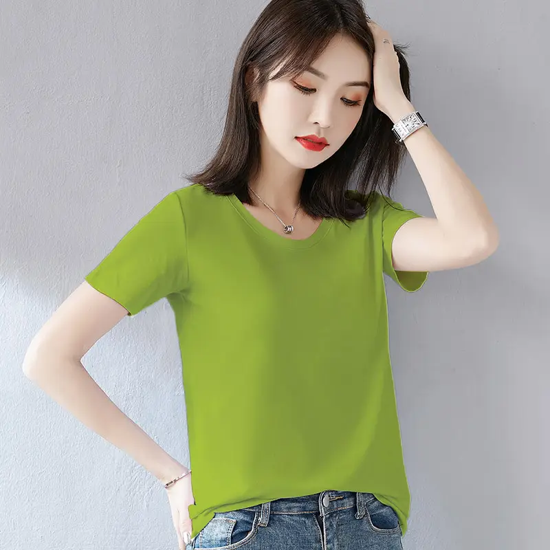 Women White Short Sleeve T-Shirt Large Size Loose Fit