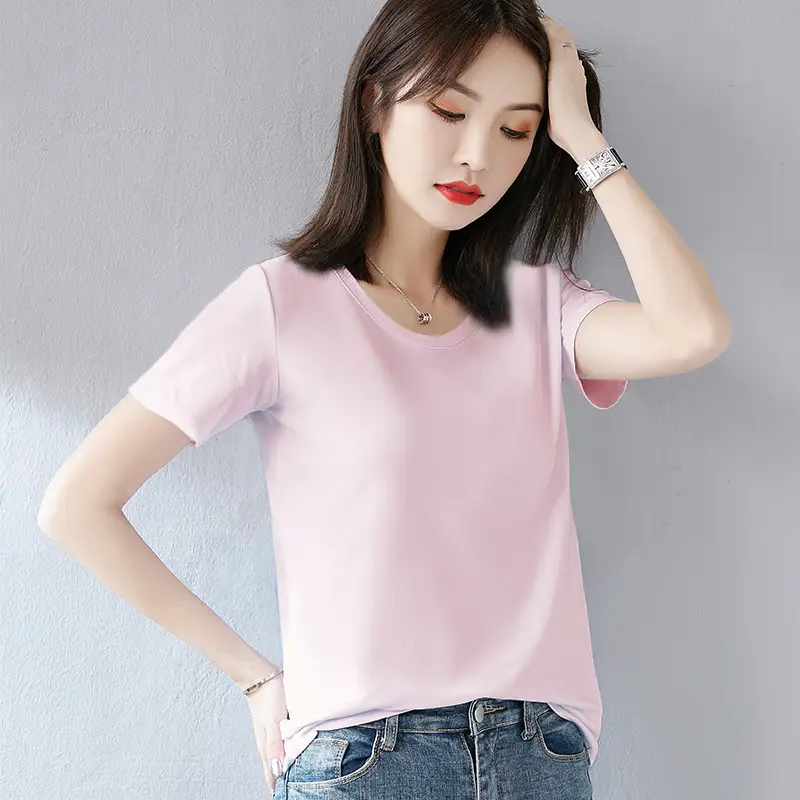 Women White Short Sleeve T-Shirt Large Size Loose Fit