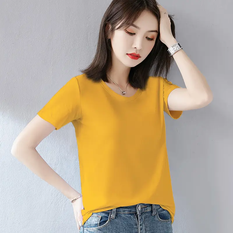 Women White Short Sleeve T-Shirt Large Size Loose Fit