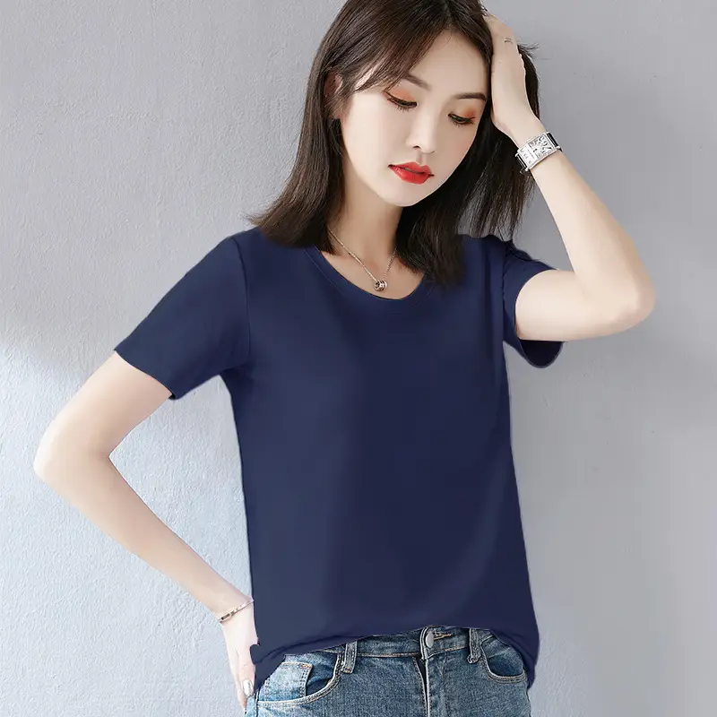 Women White Short Sleeve T-Shirt Large Size Loose Fit