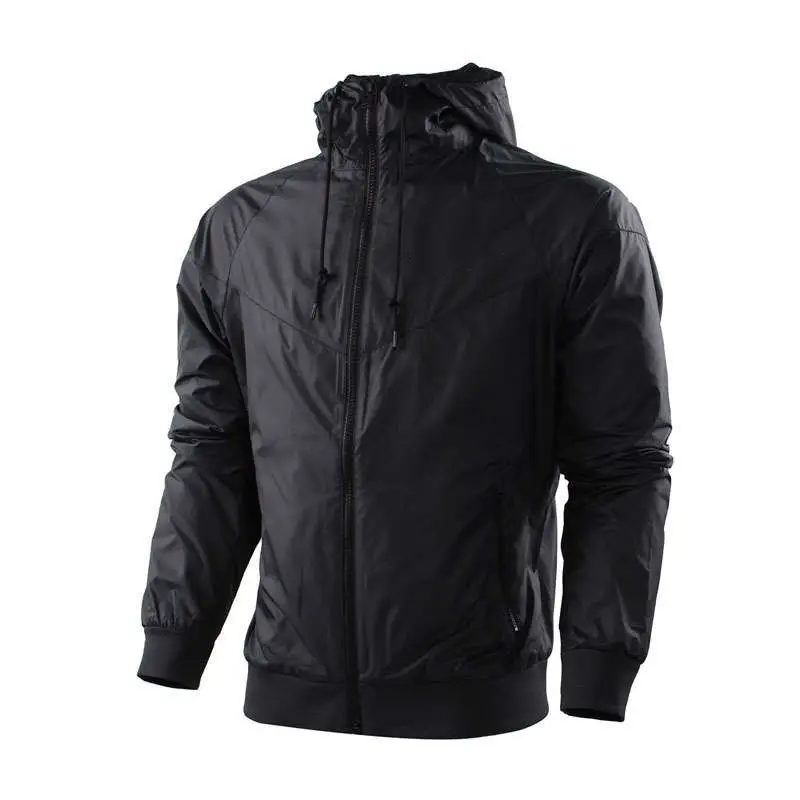 Men's Red Black Windproof Hooded Jacket with Zip Front - Image 3