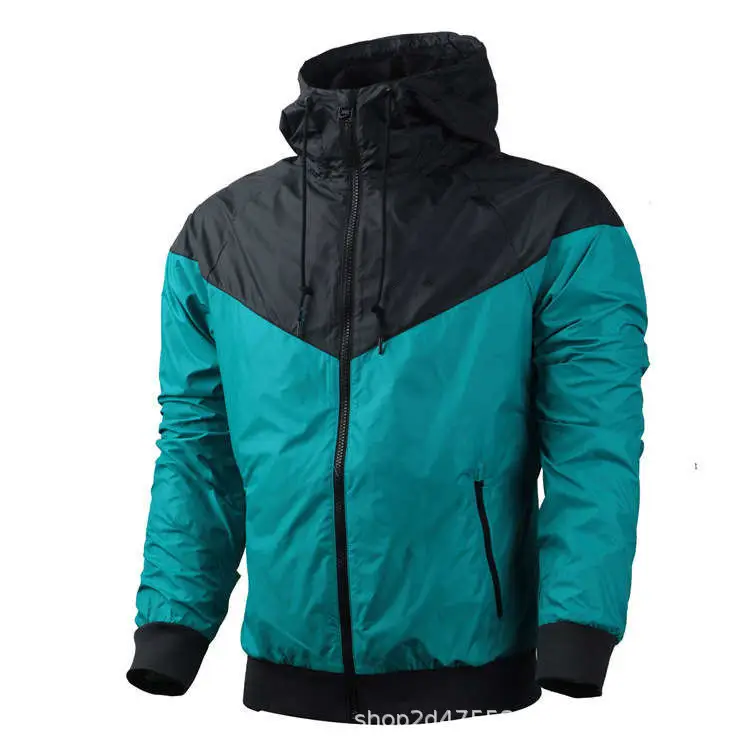Men's Red Black Windproof Hooded Jacket with Zip Front - Image 2