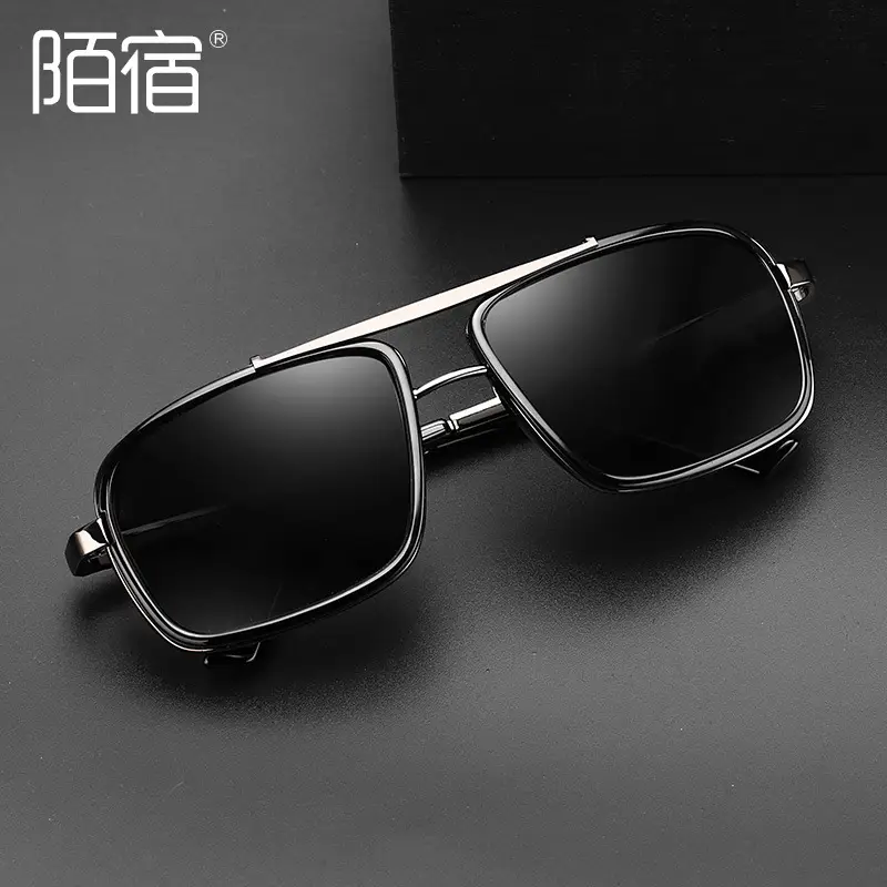 Polarized Sunglasses Black Double Beam Cross Border - Image 7