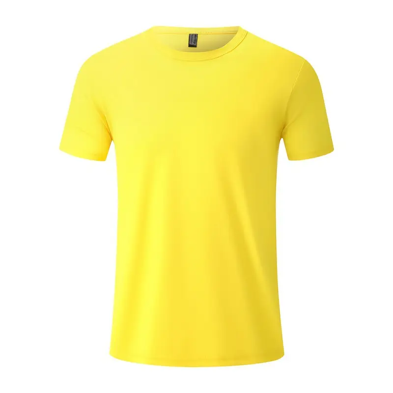 Men Orange Cotton T-Shirt Short Sleeve Plain - Image 2
