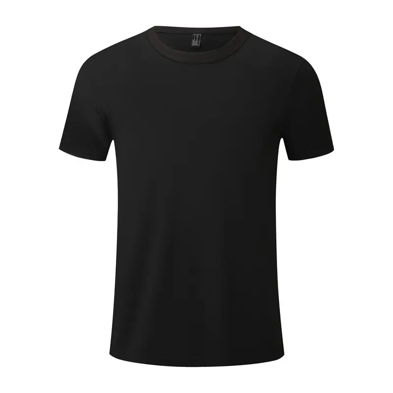 Men Orange Cotton T-Shirt Short Sleeve Plain - Image 4