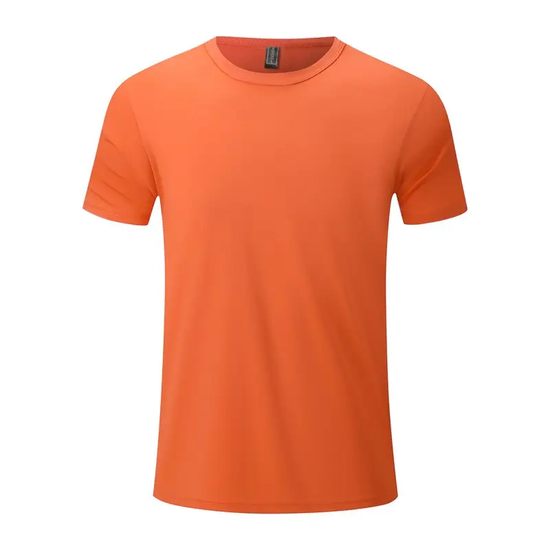 Men Orange Cotton T-Shirt Short Sleeve Plain - Image 6