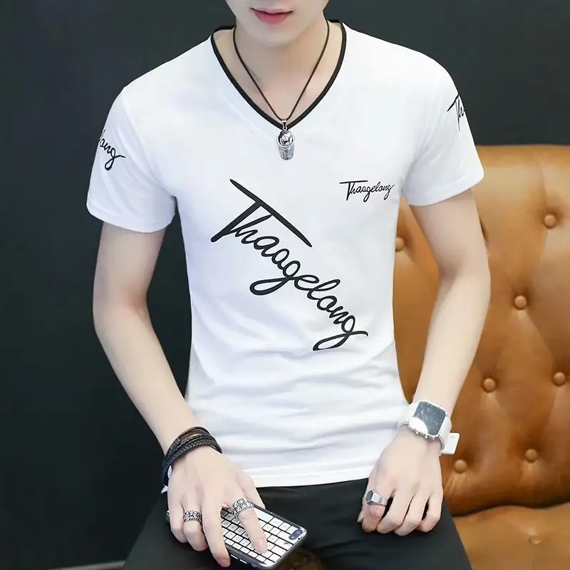 Men V-neck Thin T-shirt 2020 Summer Wear - Image 8