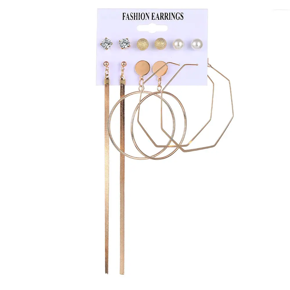 6-Piece Fashion Earrings Set with Tassels and Tarnish