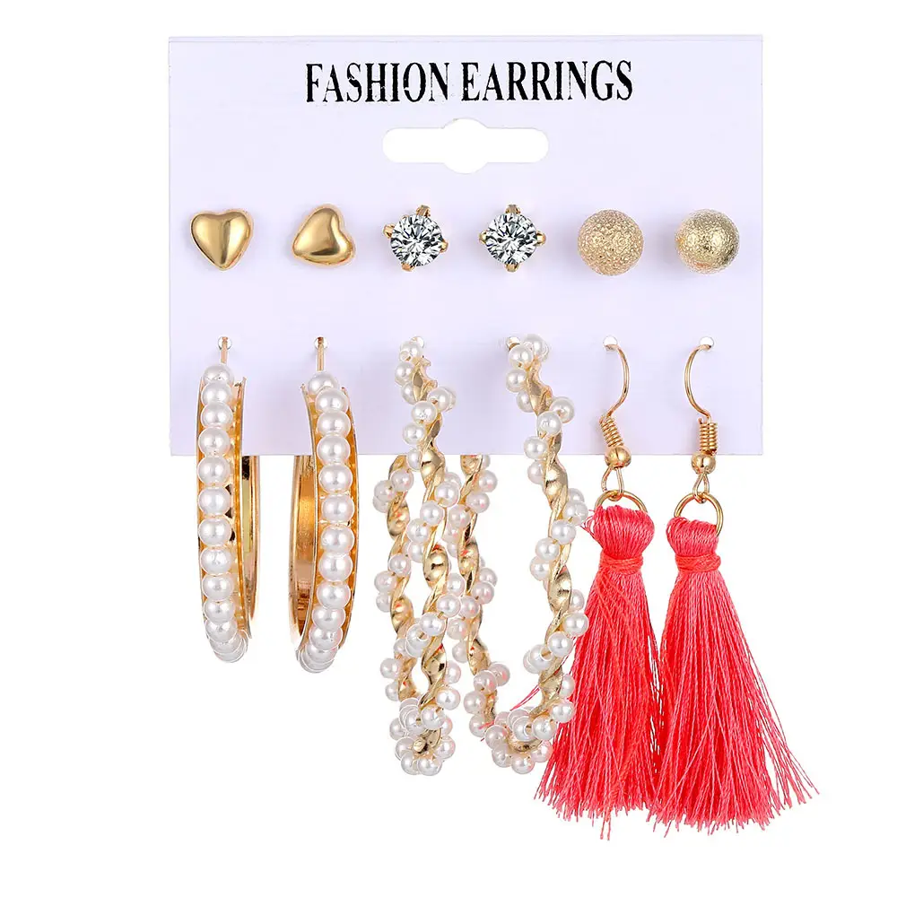 6-Piece Fashion Earrings Set with Tassels and Tarnish