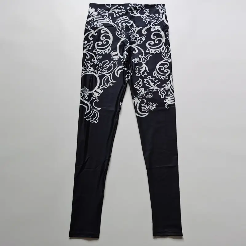 Women Printed Sports Leggings Black White Stretch Yoga Pants - Image 6