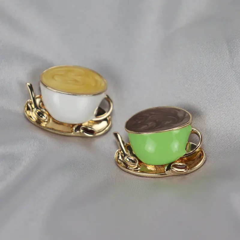 Retro Coffee Cup Brooch with Enamel Drop Glaze - Image 5