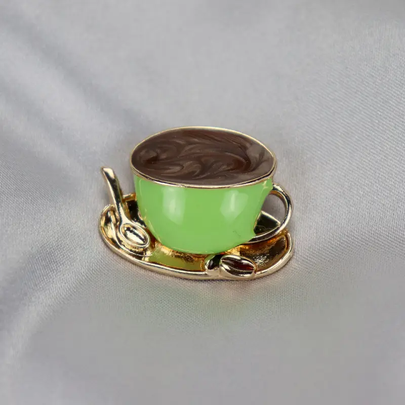 Retro Coffee Cup Brooch with Enamel Drop Glaze - Image 6