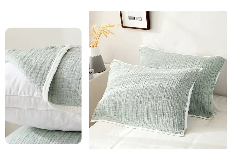 Cotton Japanese Style 4-Layer Pillow Cover Blue — feature 11