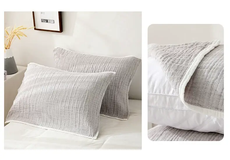 Cotton Japanese Style 4-Layer Pillow Cover Blue — feature 12