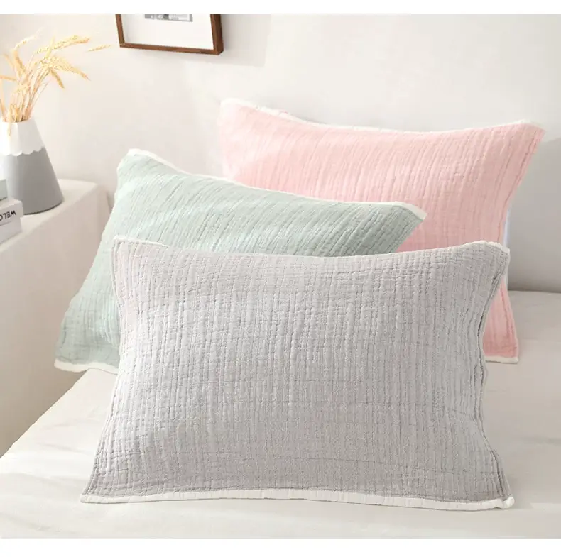 Cotton Japanese Style 4-Layer Pillow Cover Blue — feature 9
