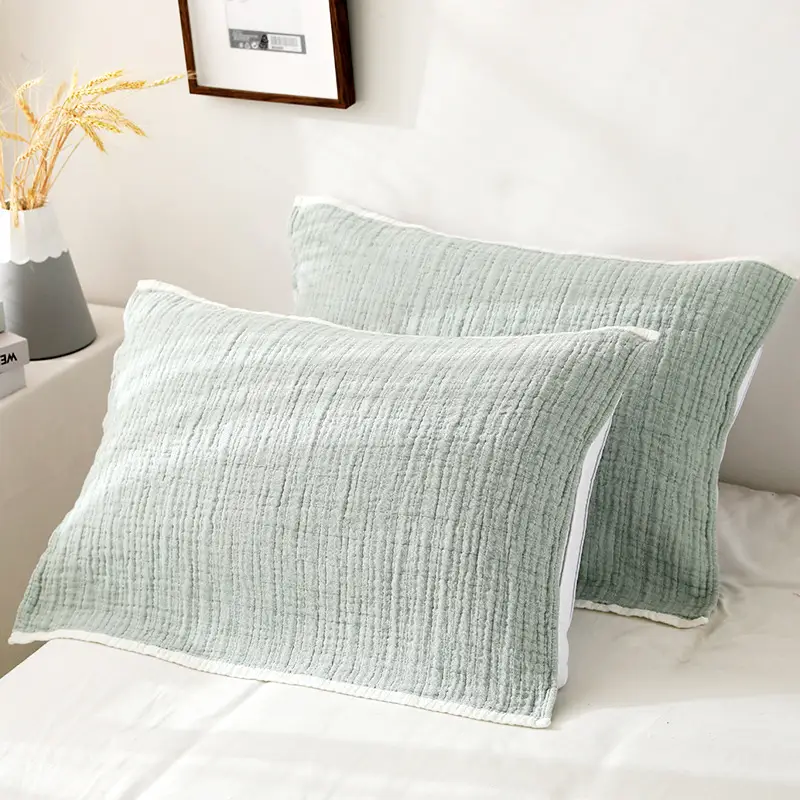 Cotton Japanese Style 4-Layer Pillow Cover Blue - Image 2