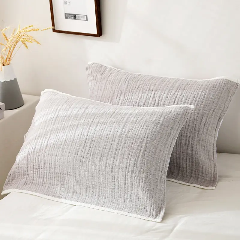 Cotton Japanese Style 4-Layer Pillow Cover Blue - Image 3
