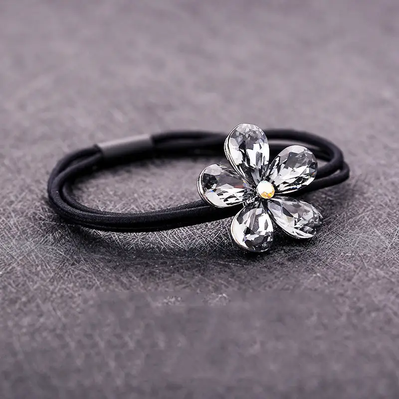 Black Crystal Pearl Hair Tie with Rhinestone - Image 13