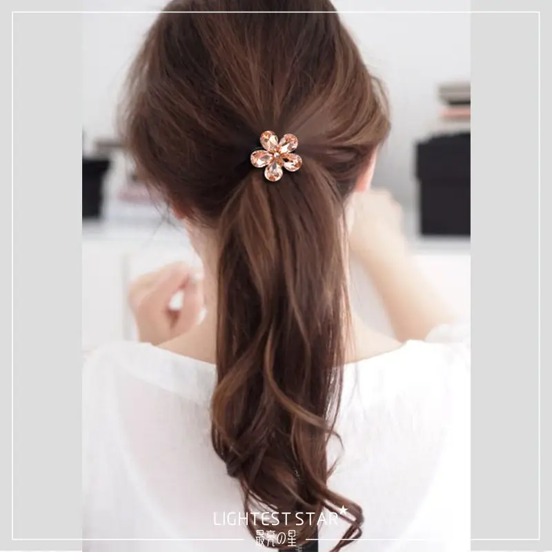 Black Crystal Pearl Hair Tie with Rhinestone - Image 14