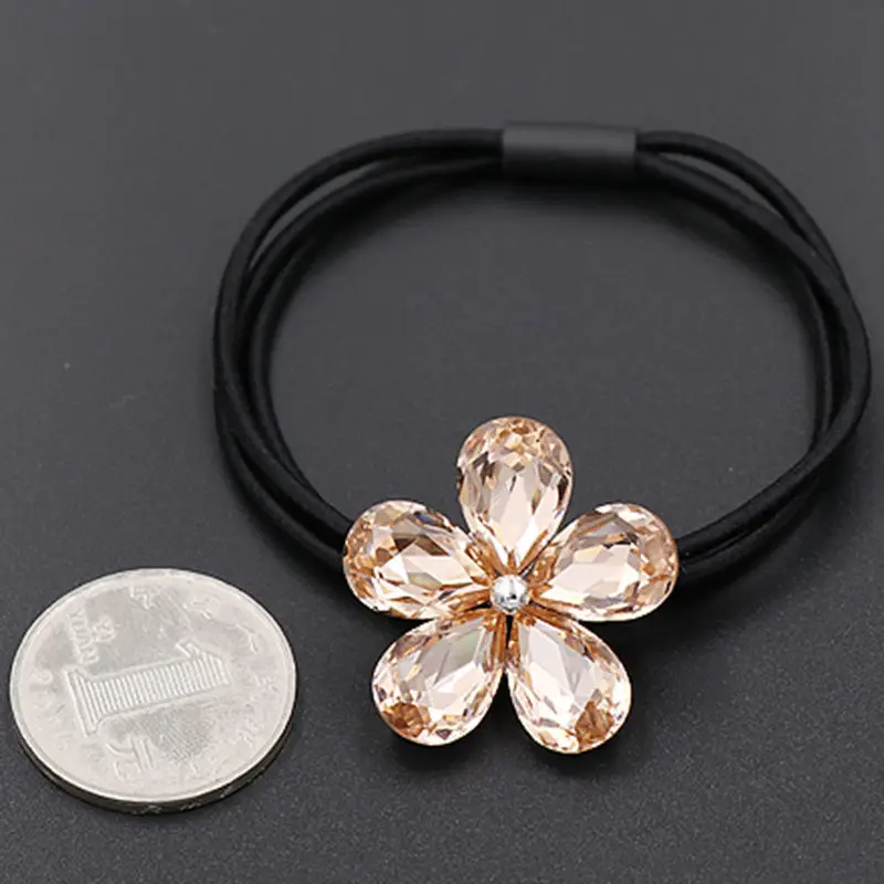 Black Crystal Pearl Hair Tie with Rhinestone - Image 16