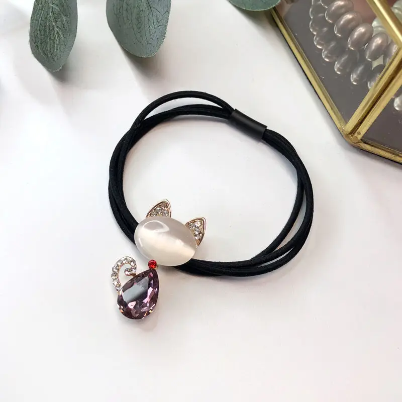 Black Crystal Pearl Hair Tie with Rhinestone - Image 8
