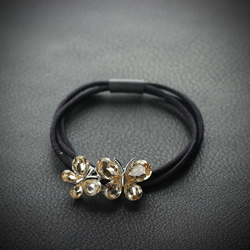 Black Crystal Pearl Hair Tie with Rhinestone - Image 9