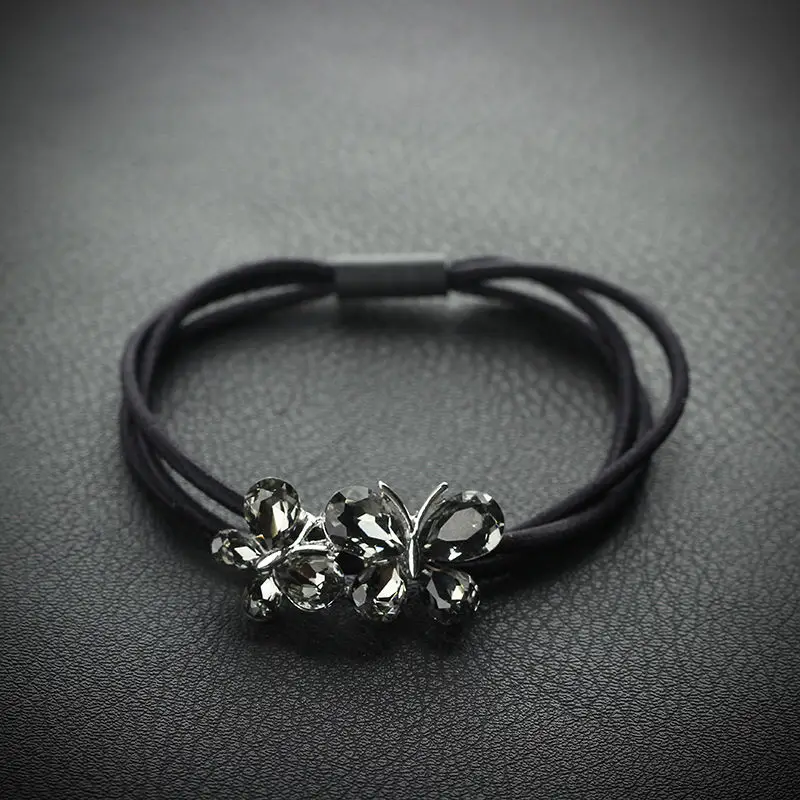 Black Crystal Pearl Hair Tie with Rhinestone - Image 10