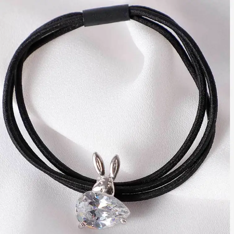 Black Crystal Pearl Hair Tie with Rhinestone - Image 11