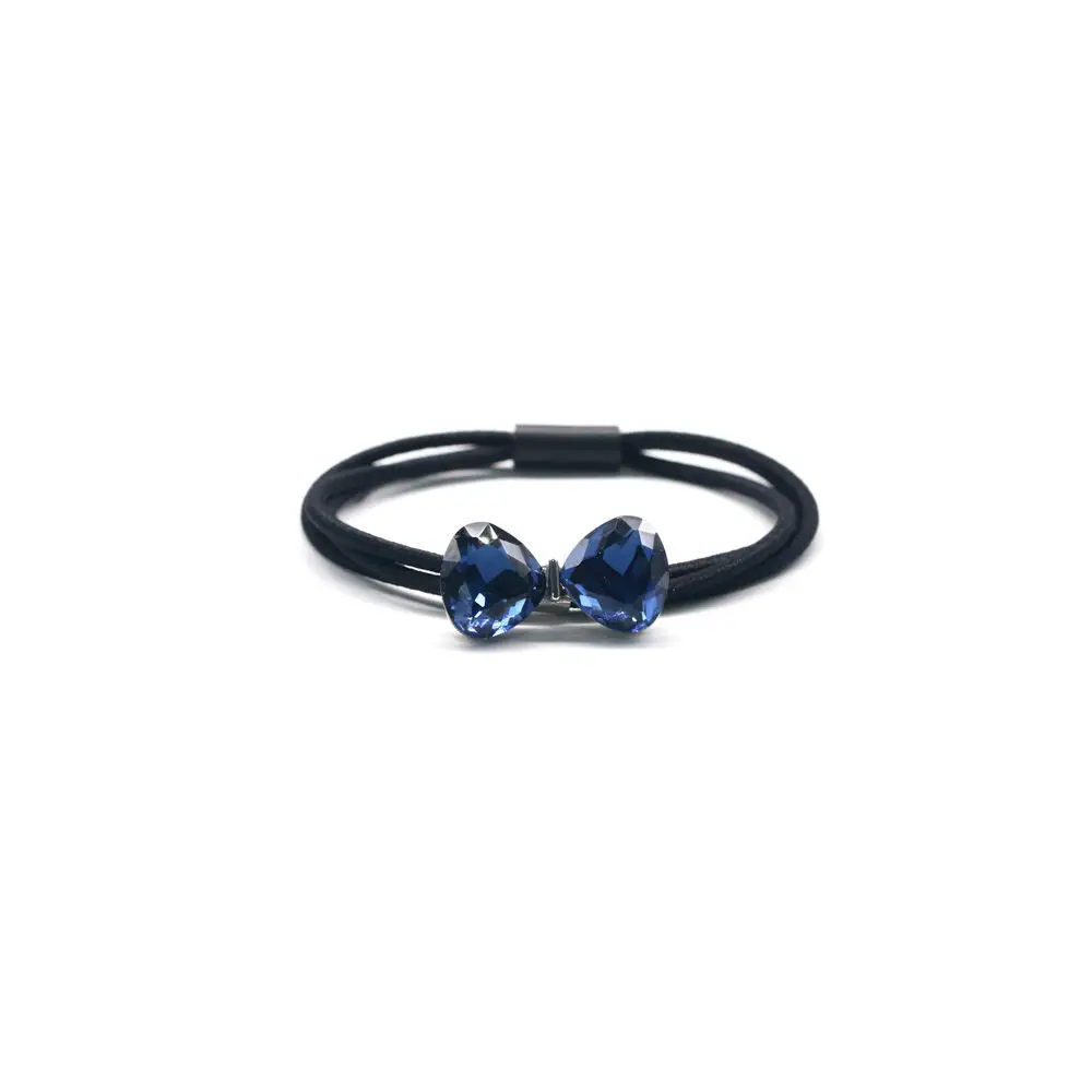 Black Crystal Pearl Hair Tie with Rhinestone - Image 2