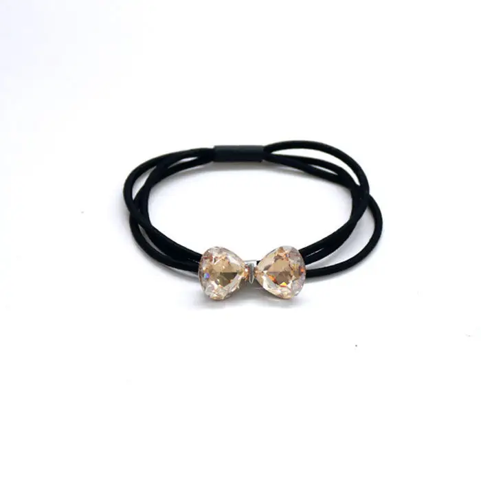 Black Crystal Pearl Hair Tie with Rhinestone - Image 3