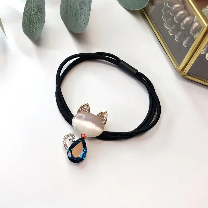 Black Crystal Pearl Hair Tie with Rhinestone - Image 6
