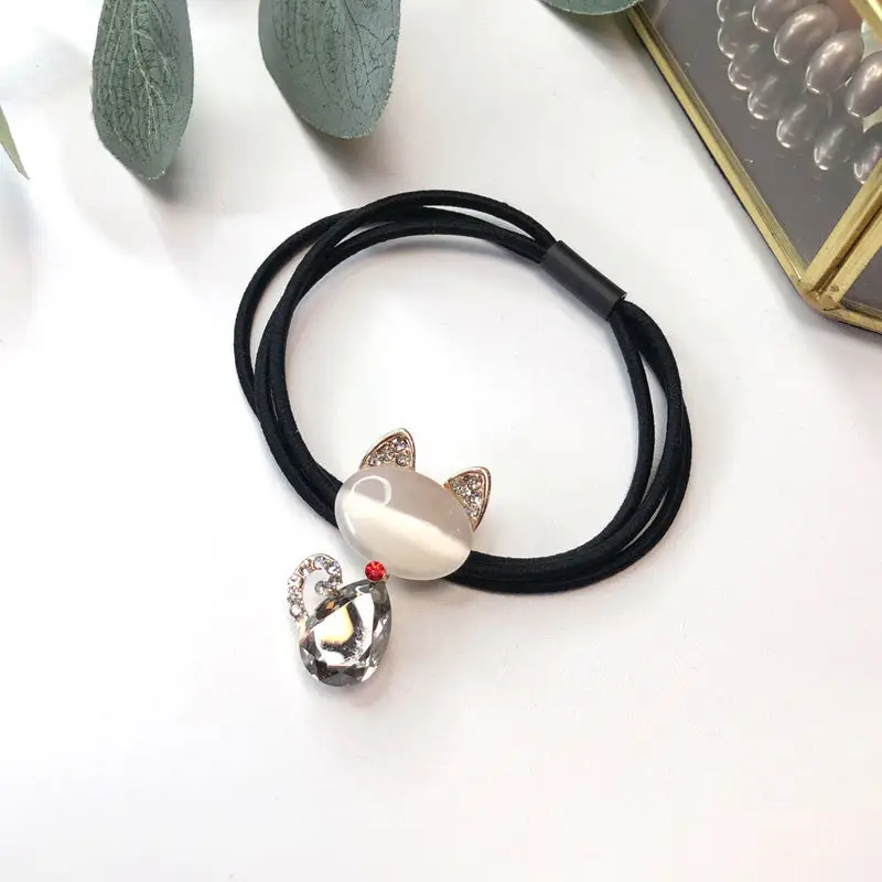 Black Crystal Pearl Hair Tie with Rhinestone - Image 7